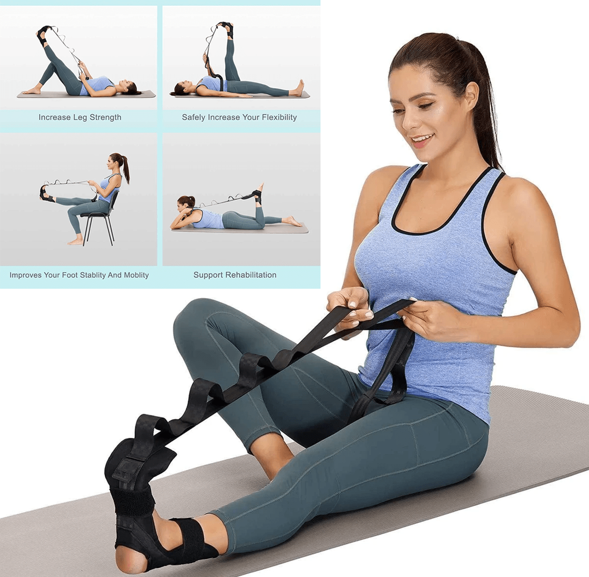 Calitch Yoga Stretch Belt, Ligament Training Strap Belt, Multi Loops  Adjustable Yoga Stretching Strap, with Loops Ligament Stretch Band for  Sports