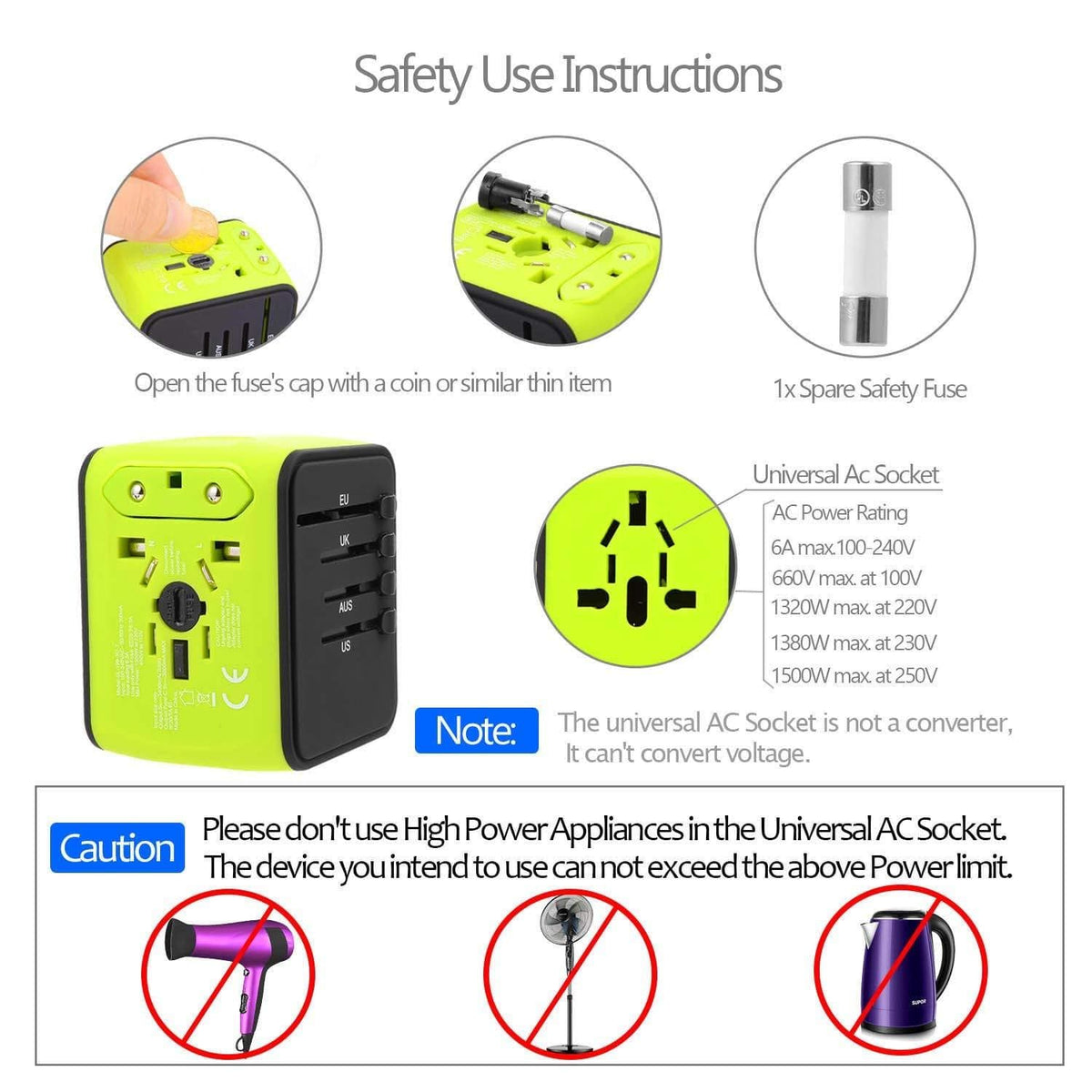 LONGET Official Store International Plug Adaptor Travel Adapter
